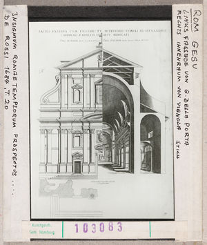 Vorschaubild Rom: Il Gesù, Fassade und Schnitt. Vignola, Della Porta 